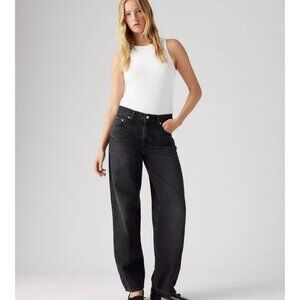 New Levi's 27x30 Premium Baggy Dad Jeans Shrink Up Black